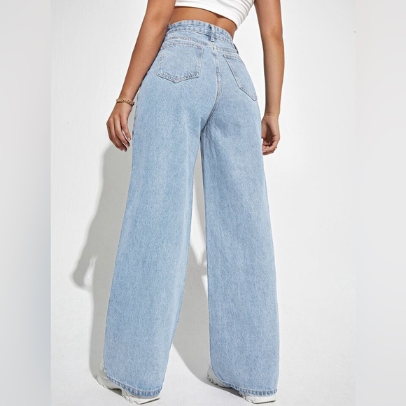 Light Blue Wide Leg Jeans - Picture 2 of 4